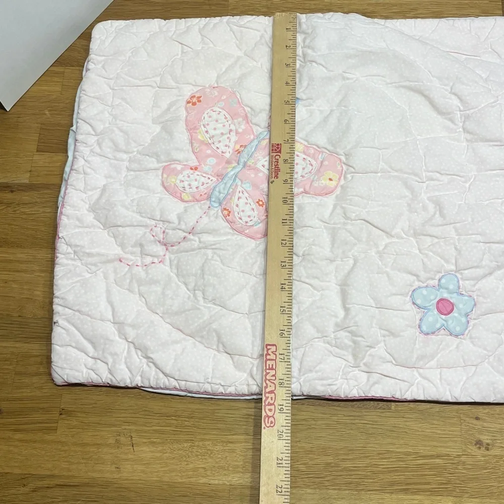 Pottery Barn Kids Pale Pink Floral Butterfly & Flower Quilted Pillow Sham